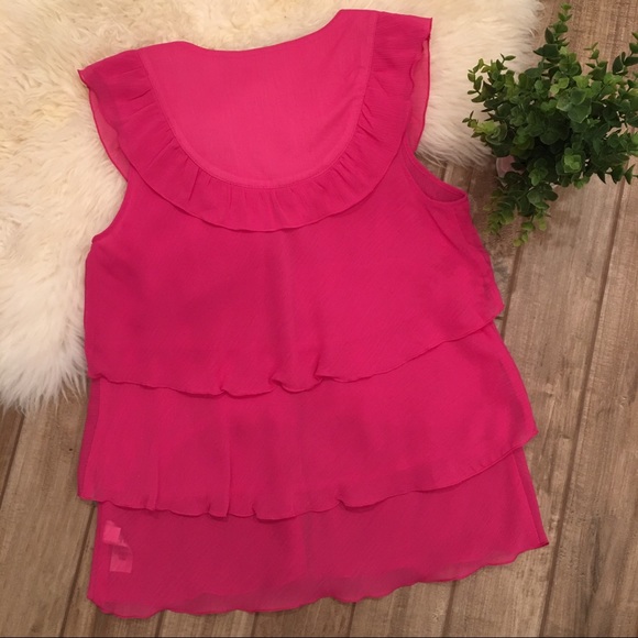 DKNY Jeans | NWT pink chiffon layered tank top M - Picture 6 of 6